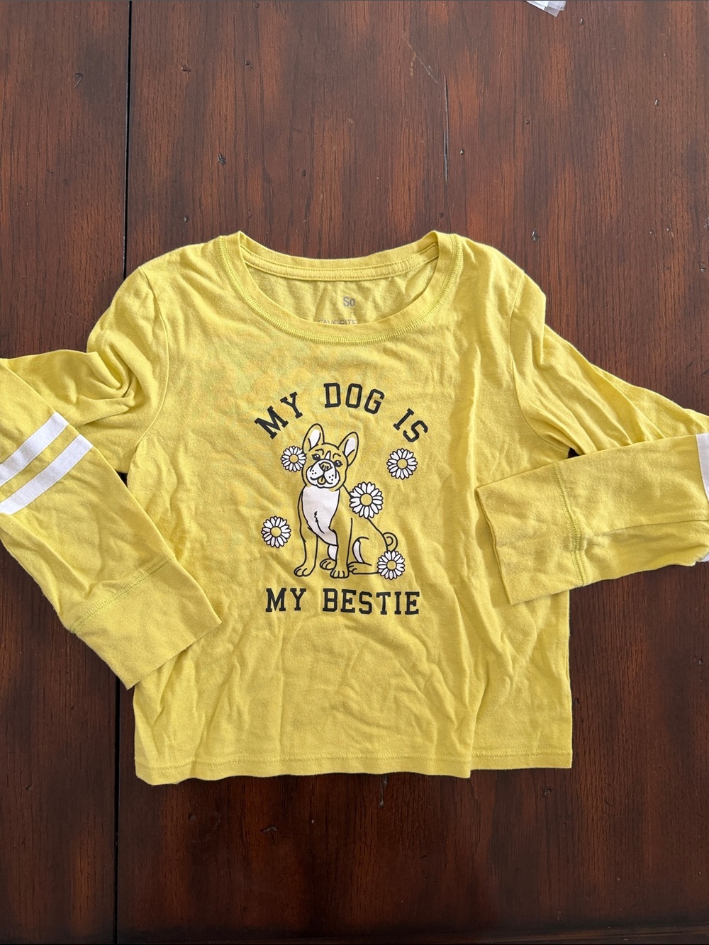 SO Yellow Long-Sleeve Tee with Dog Graphic